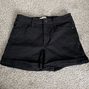 High Rise Black Denim Shorts